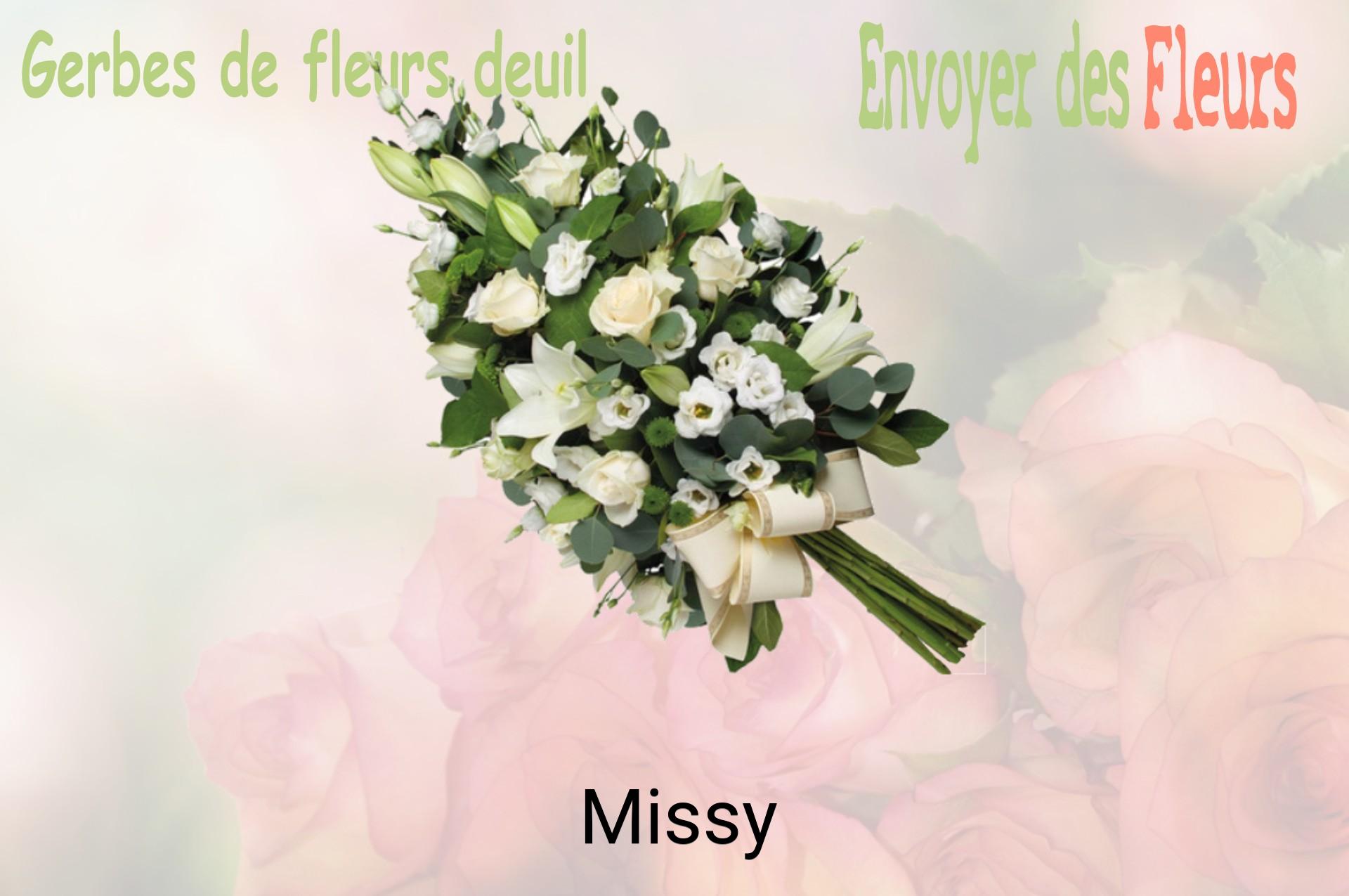 Gerbe de fleurs de deuil livrée à Missy